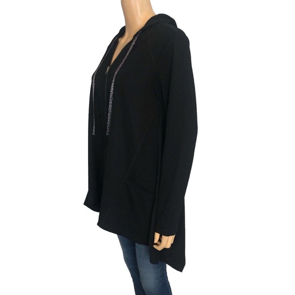 Logo Lounge Lori Goldstein Hoodie Jacket Zip Up Handkerchief Hem - Picture 2 of 6